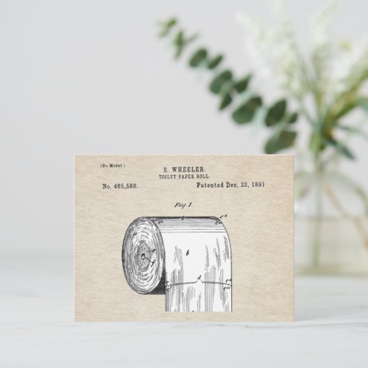 Grappig wc papier roll patent briefkaart (Staand voorkant)