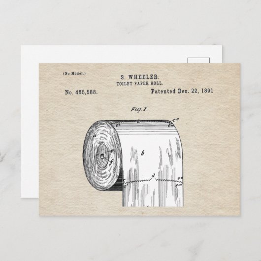 Grappig wc papier roll patent briefkaart (Voorkant / Achterkant)
