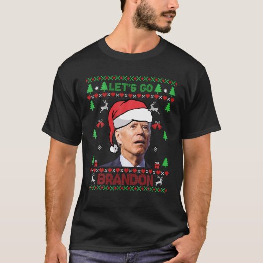 Grappig, we gaan Brandon Biden Ugly Kerstmis T-shirt (Voorkant)