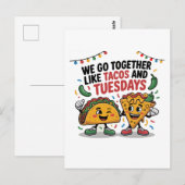 Grappig "We gaan zo goed samen als Tacos en Dinsda Briefkaart (Voorkant / Achterkant)