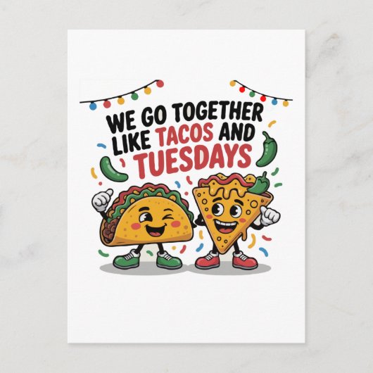 Grappig "We gaan zo goed samen als Tacos en Dinsda Briefkaart (Voorkant)