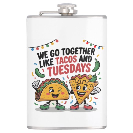 Grappig "We gaan zo goed samen als Tacos en Dinsda Heupfles (Voorkant)