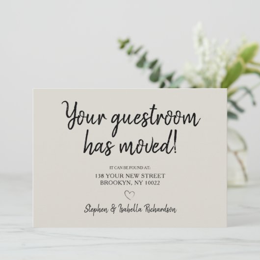 Grappig We hebben Cream Black Moving Aankondiging  (Staand voorkant)