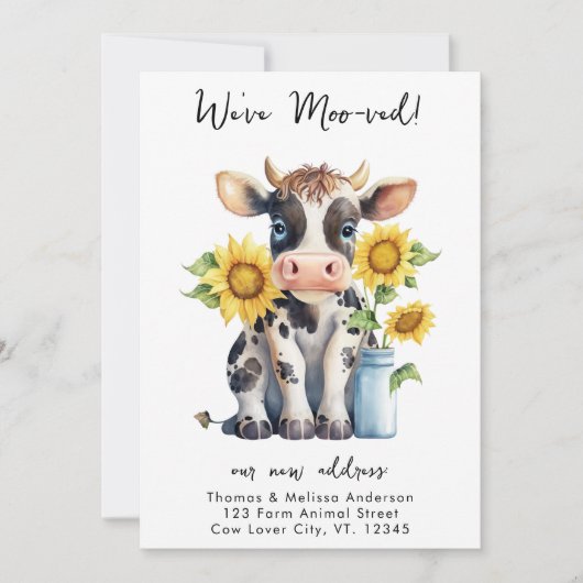 Grappig We hebben Moo-ved Nieuw Adres Schattigee K Aankondiging (Voorkant)