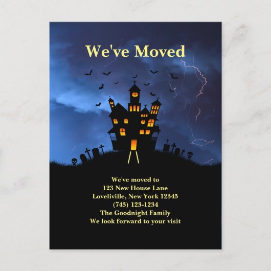 Grappig, we hebben Spooky Black Haunted House verp Briefkaart (Voorkant)