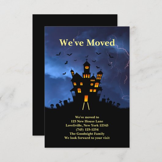 Grappig, we hebben Spooky Black Haunted House verp Informatiekaartje (Voorkant / Achterkant)