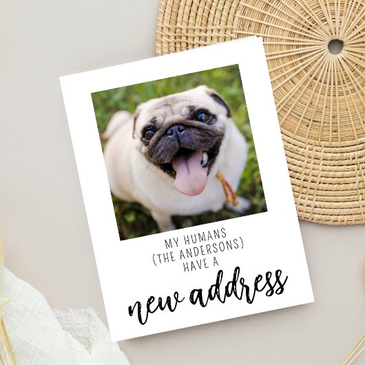 Grappig we hebben verplaatst Nieuw adres hond huis Briefkaart