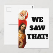 Grappig “We Saw That” Kerstman en Jezus Design Briefkaart (Voorkant / Achterkant)