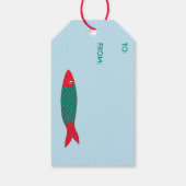 Grappig, we vissen u een vrolijk kerstfeest cadeaulabel (Achterkant)