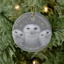 Grappig We weten hoe je een hete familie sneeuwuil Keramisch Ornament