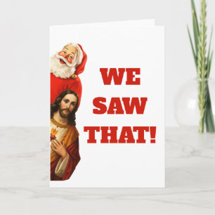 Grappig “We Zagen Dat” Kerstman en Jezus Design Kaart