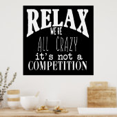 Grappig, we zijn allemaal gekke White Text Black Poster (Keuken)