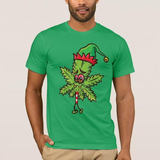 Grappig Weed Christmas Elf T-shirt (Voorkant)