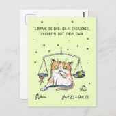 Grappig Weegschaal briefkaart Zodiac Kat Sterren t (Voorkant / Achterkant)