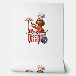 Grappig Weenie Teckel Hondenworst Hotdog Sandwich Behang