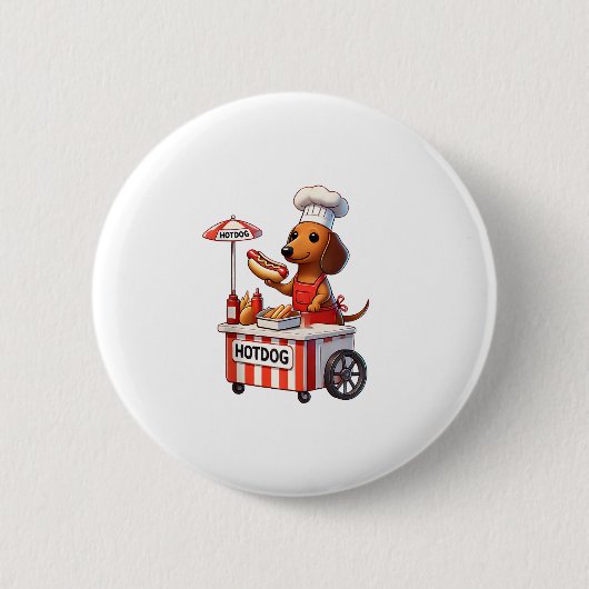 Grappig Weenie Teckel Hondenworst Hotdog Sandwich Ronde Button 5,7 Cm (Voorkant)