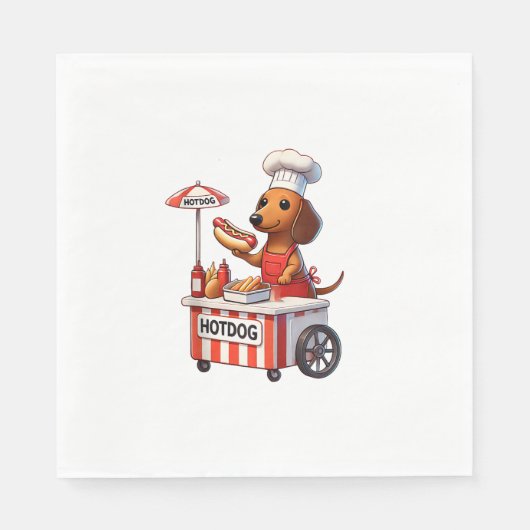 Grappig Weenie Teckel Hondenworst Hotdog Sandwich Servet (Voorkant)