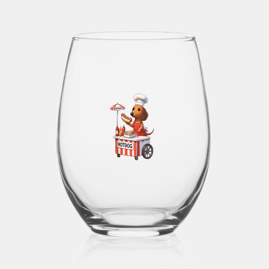 Grappig Weenie Teckel Hondenworst Hotdog Sandwich Wijnglas Zonder Voet (Voorkant)