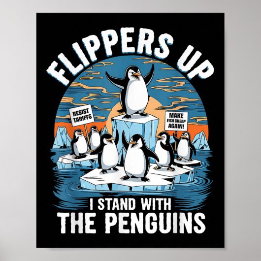 grappig weerstaan pinguïns protest tegen tarieven poster (Voorkant)