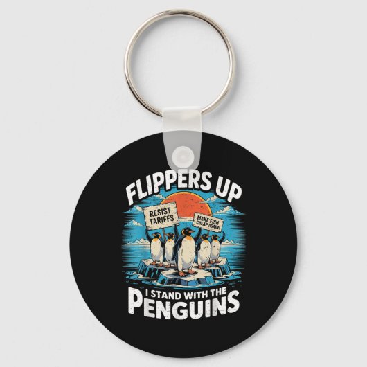 grappig weerstaan pinguïns protest tegen tarieven sleutelhanger (Voorkant)