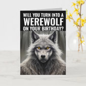 GRAPPIG WEERWOLF VERJAARDAG WENSKAART KAART (Gele Bloem)