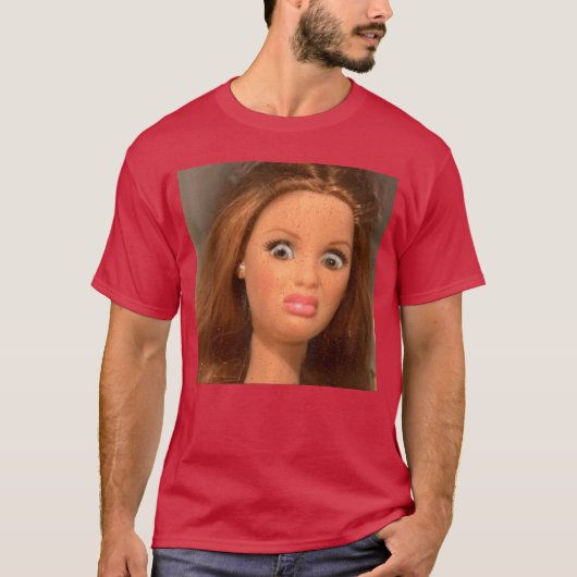 Grappig weerzinwekkend poppengezicht Meme vriend j T-shirt (Voorkant)