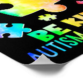 Grappig Wees Aardig Puzzelstukken Tie Dye Autisme Poster (Hoek)