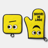 Grappig, wees geen vierkante Cartoon Ovenwant & Pannenlap Set (Voorkant)