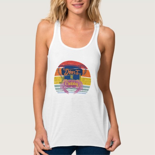 Grappig wees niet Crabby Nautical Crab Humor Tanktop (Voorkant)