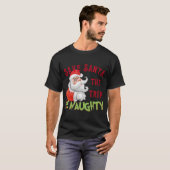 Grappig Wees stout Kerstman Kerstmis T-shirt (Voorkant volledig)