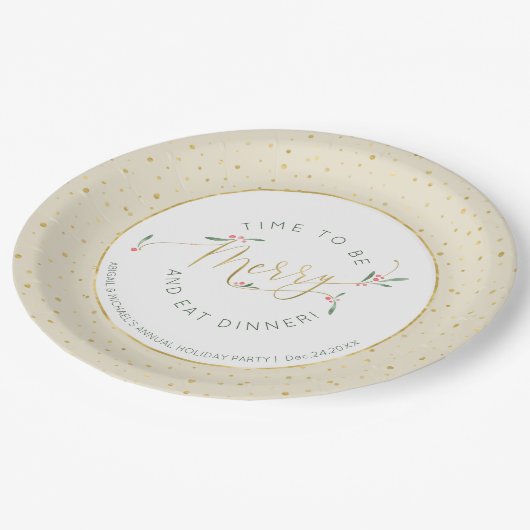 Grappig wees vrolijk & eet diner feestelijke vakan papieren bordje (Gekanteld)