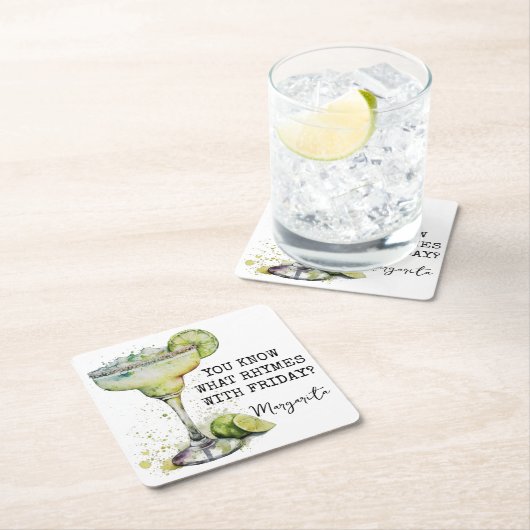Grappig weet je wat rijmt met vrijdag Margarita Kartonnen Onderzetters (Insitu)