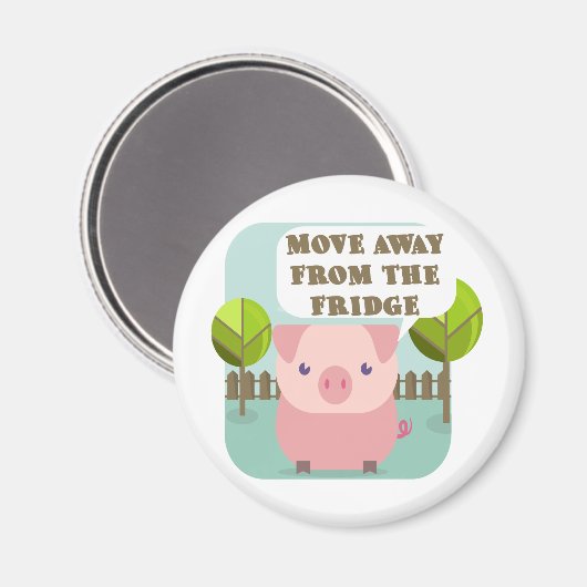 Grappig, weg van de Fridge Pig Magneet (Voorkant / Achterkant)