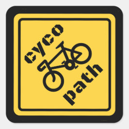 Grappig Wegbord voor Wielrenliefhebber Vierkante Sticker