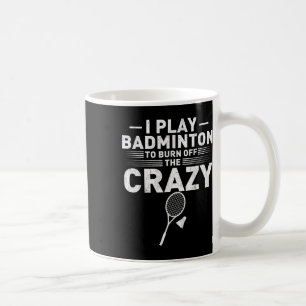 Grappig wegbranden van de gekke badminton humor vr koffiemok