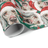 Grappig Weimaraner Kerstpatroon Cadeaupapier (Rol Hoek)