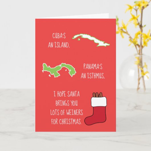 Grappig Weiner gedicht Kerstmis Kaart (Gele Bloem)