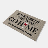 Grappig welkom: als je de wijn vergeet, ga dan naa deurmat (Schuin)