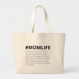 Grappig Welkom bij mam Life Hashtag Grote Tote Bag