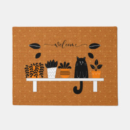 Grappig welkom boekenplank verbergen zwarte kat hu deurmat