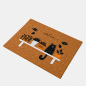 Grappig welkom boekenplank verbergen zwarte kat hu deurmat (Schuin)