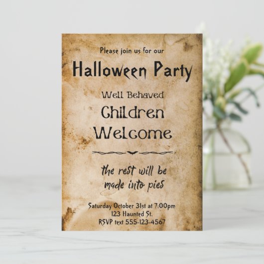 Grappig  welkom kinderen Halloween feest Kaart (Staand voorkant)