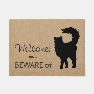 Grappig Welkom Let op de kat Rustic Deurmat