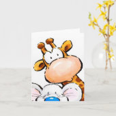 Grappig wenskaart, giraf en muis gezegde Hi Kaart (Gele Bloem)