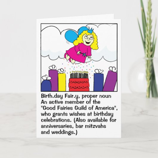 Grappig Wenskaart Happy Birthday Fairy Kaart (Voorkant)