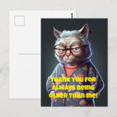 Grappig Wenskaart met een ouderwets Lady Cat Birth Briefkaart (Voorkant / Achterkant)