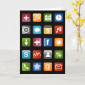 Grappig wenskaart met social media app iconen kaart (Gele Bloem)