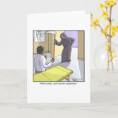 Grappig Wenskaart over Grim Reaper Kaart (Gele Bloem)