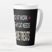 Grappig Werk Omdat Mijn Kat Dure Snacks Nodig Heef Latte Mok (Rechterhoek)