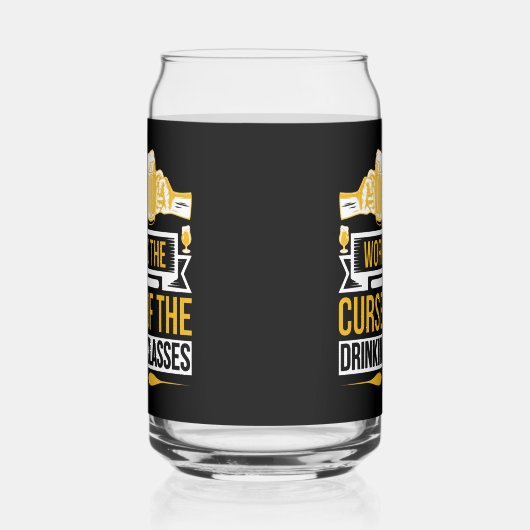 Grappig werk vloek bier drinkers blikvorm glas (Links)